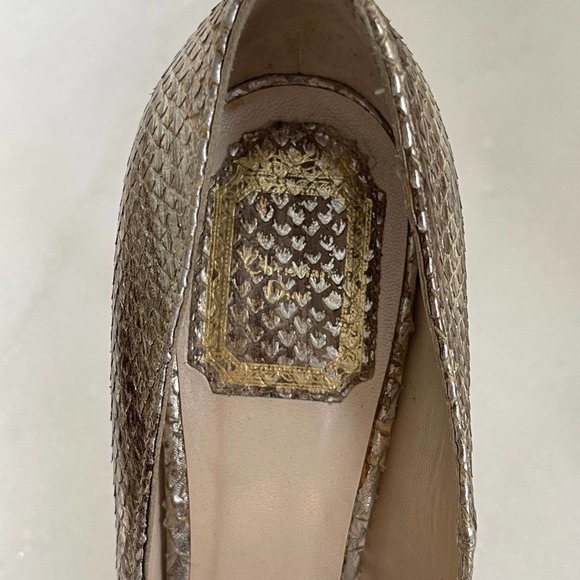 Dior Metallic Peep Toe Snake Skin Heels sz 38.5 - Picture 7 of 9
